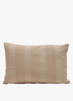 CROWN - Gehaakt, Katoenen Kussen | Beige