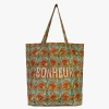 Katoenen Totebag Met Bloemenprint | Geel