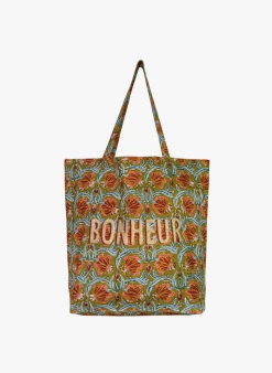 Katoenen Totebag Met Bloemenprint | Geel