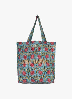 Katoenen Totebag Met Bloemenprint | Blauw