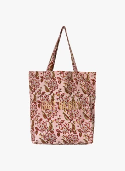 Katoenen Totebag Met Bloemenprint | Roze