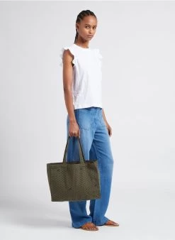 Bonton Katoenen Shopper Met Print | Kaki -Huishoudartikelen Winkel 4262497